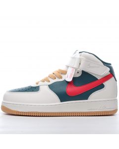 Nike Air Force 1Mid White Dark Green Red
