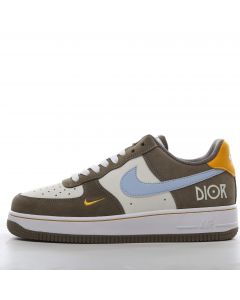 Dior x Nike Air Force 1 07 Low Suede Olive Blue Gold