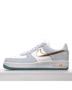 Nike Air Force 1 Low Gold Swoosh White Light Blue