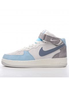Nike Air Force 1 Mid White Grey Light Blue