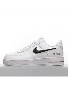 Nike Air Force 1 Low Cut Out Swoosh White Black